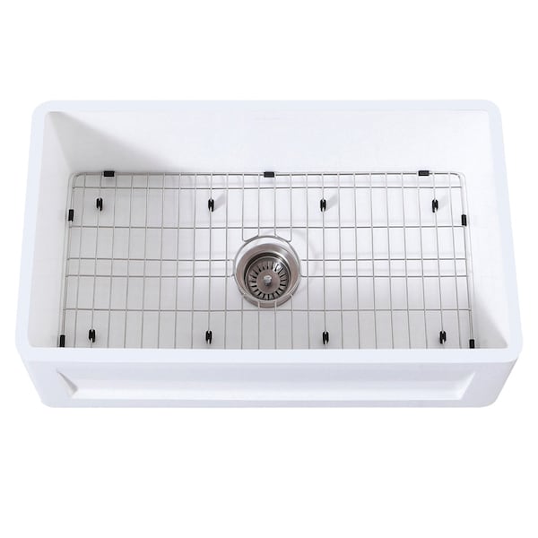 Gourmetier KGKFA331810SQ 33" x 18" SGL Bowl Farmhouse Kitchen Sink, Drain & Rack KGKFA331810SQ - main